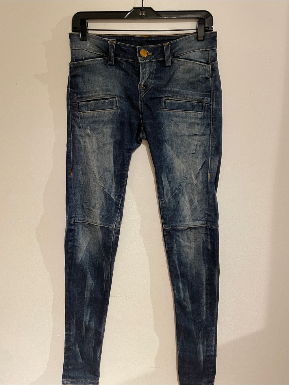 True Religion Women's Dark Blue Distressed Skinny Jeans